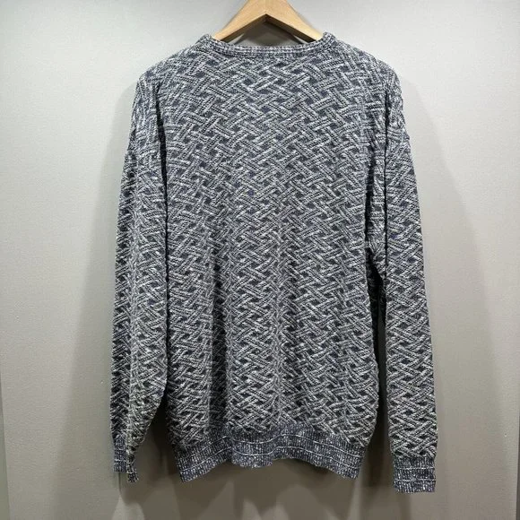 VTG SHENANDOAH Mens XXL Blue Gray Lattice Knit Cotton Blend Crew Neck Sweater US - Picture 11 of 12